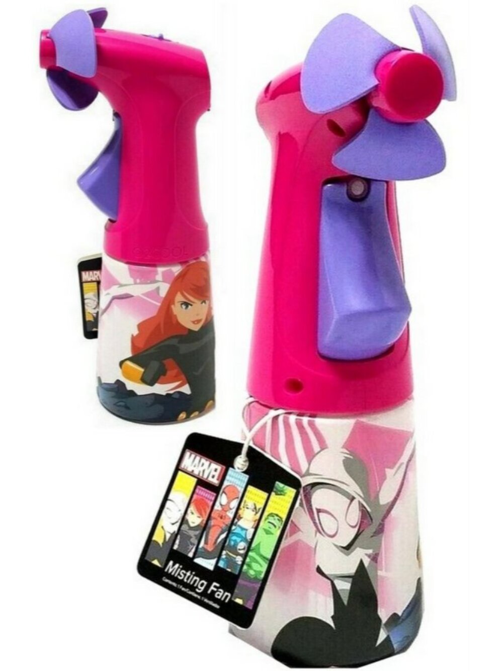 O2Cool Marvel Women Avengers Battery Operated Handheld Cooling Misting Fan NWT